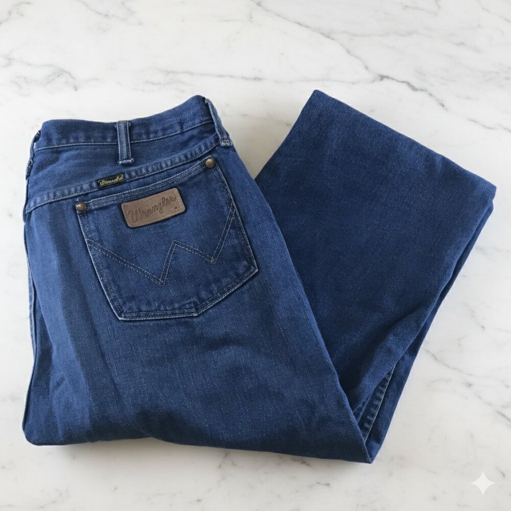 Wrangler Blue Denim Jeans MADE IN USA W14DA Tag Size 38x33 Measures 36x31.5